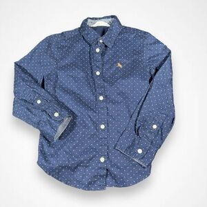 H&M Navy Blue Polka Dot Button Down Shirt
